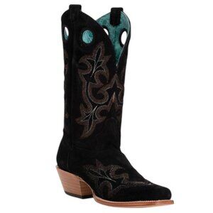 CORRAL BOOTS Made In Mexico Suede Embroidery Pull Holes Square Toe Western Boots